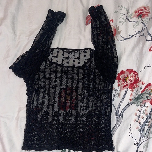 Topshop gorgeous sheer embroidered long sleeve top - Picture 3 of 5